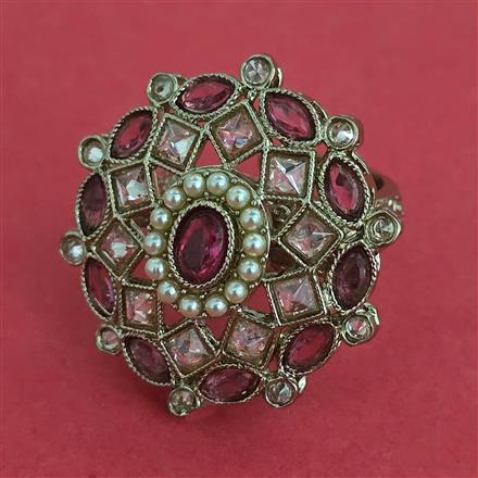 Antique Adjustable Ring With Mehndi Plating