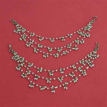Antique Pearl Ear Chain with Mehndi Plating