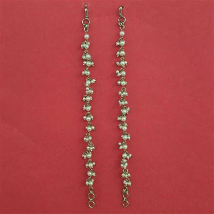 Antique Pearl Ear Chain With Mehndi Plating