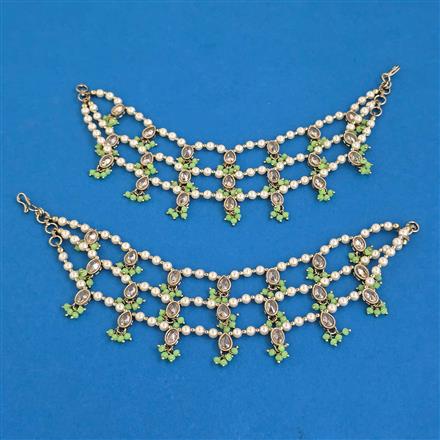 Antique Pearl Ear Chain With Mehndi Plating