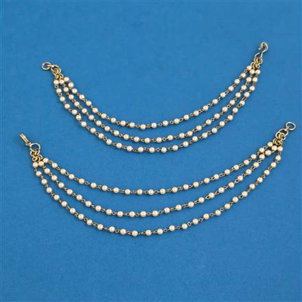 Antique Pearl Ear Chain With Mehndi Plating
