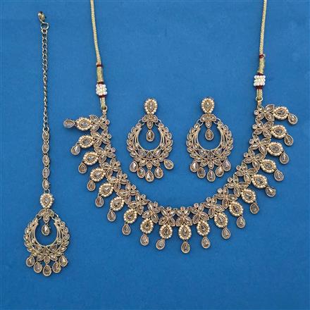 Antique Pearl Necklace With Mehndi Plating