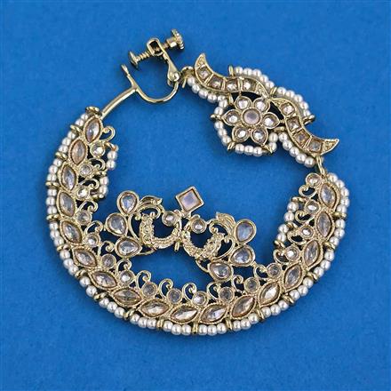 Antique Pearl Nose Ring With Mehndi Plating