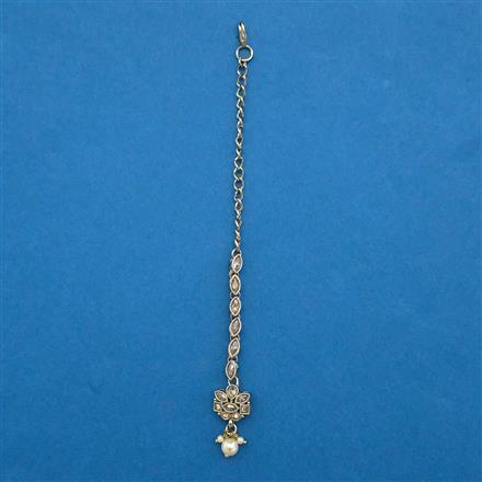 Antique Pearl Tikka With Mehndi Plating