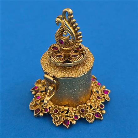 Antique Birds Sindoor Box With Matte Gold Plating