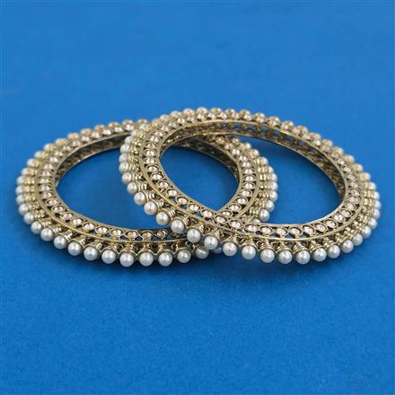 Antique Pearl Bangles With Mehndi Plating