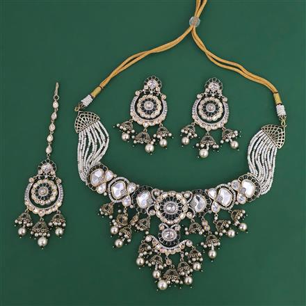 Kundan Pearl Necklace With Victorian Plating