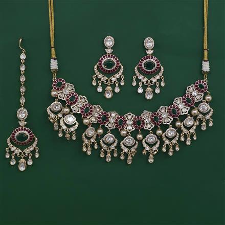 Kundan Pearl Necklace With Carat Plating