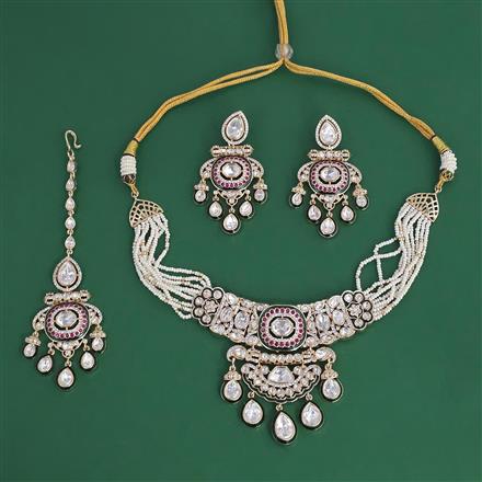 Kundan Pearl Necklace With Carat Plating