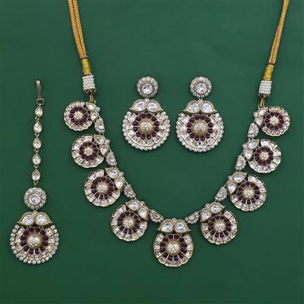 Kundan Pearl Necklace With Victorian Plating
