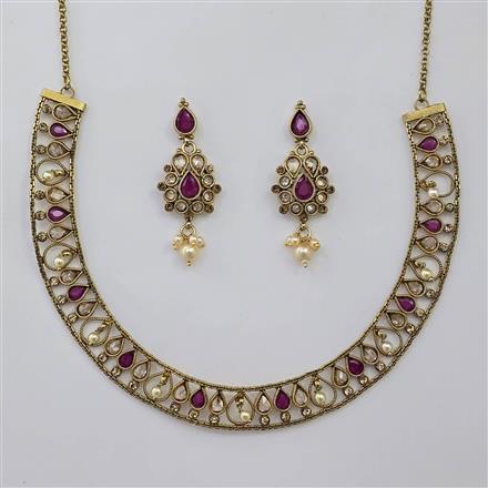 Antique Classic Necklace With Mehndi Plating