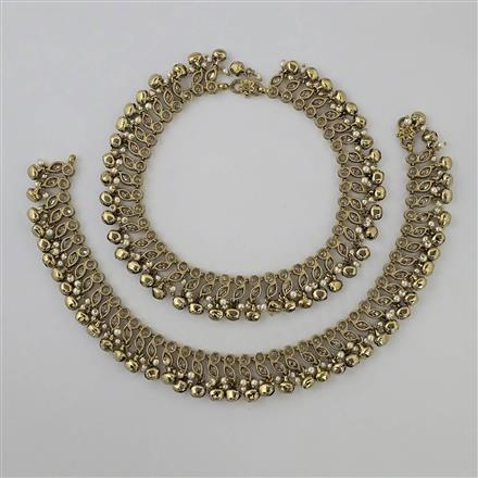 Antique Pearl Payal With Mehndi Plating