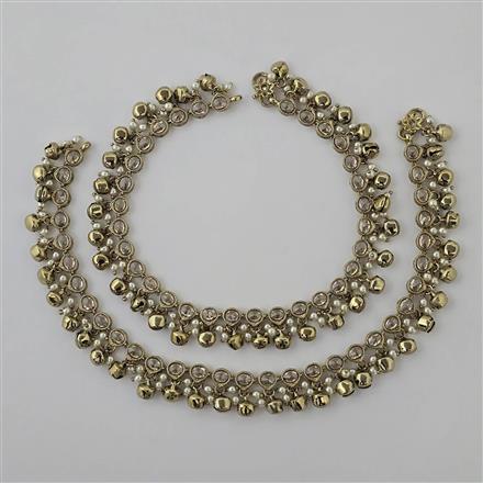 Antique Pearl Payal With Mehndi Plating