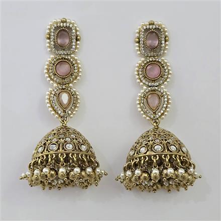 Antique Pearl Earring With Mehndi Plating