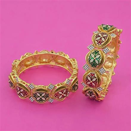 Antique Meenakari Bangles With Matte Gold Plating
