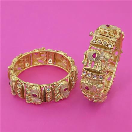Antique Animal Bangles With Matte Gold Plating