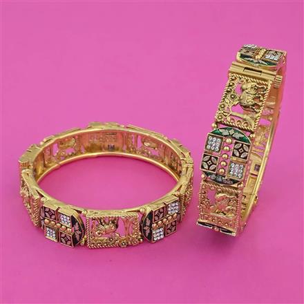 Antique Animal Bangles With Matte Gold Plating