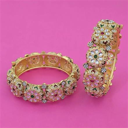 Antique Meenakari Bangles With Matte Gold Plating