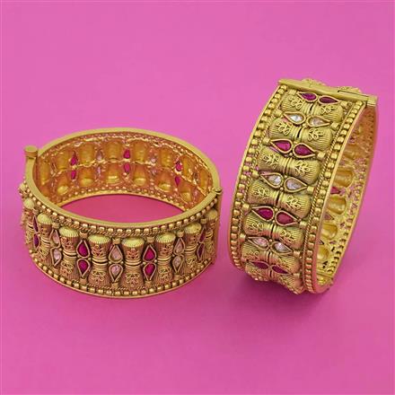 Antique Openable Bangles With Matte Gold Plating
