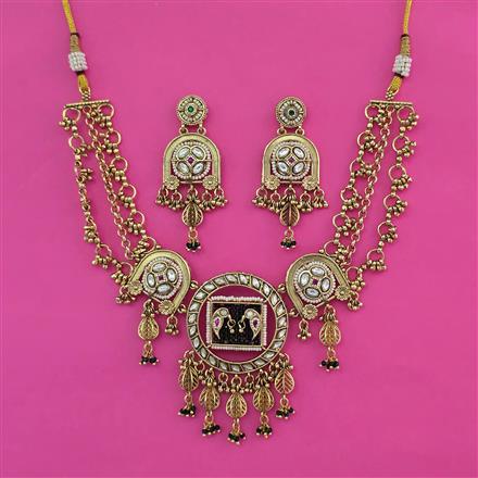Antique Birds Necklace With Matte Gold Plating