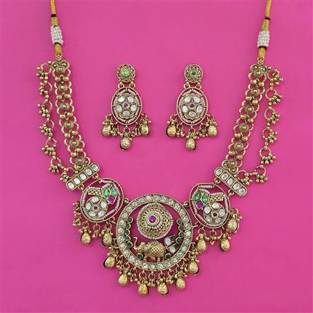 Antique Animal Necklace With Matte Gold Plating