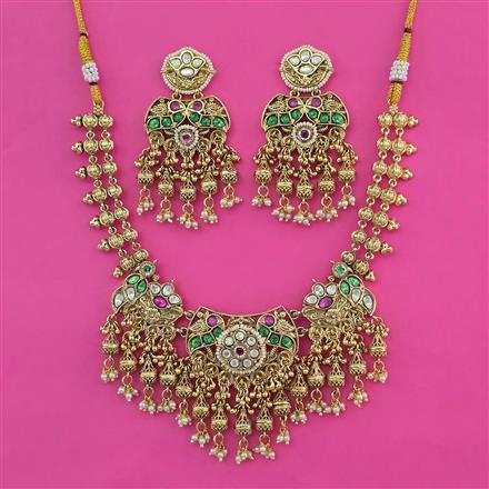 Antique Birds Necklace With Matte Gold Plating