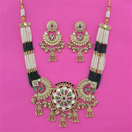 Antique Pearl Necklace With Matte Gold Plating