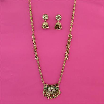 Antique Pearl Pendant Set With Matte Gold Plating