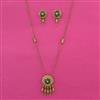 Antique Long Pendant Set With Matte Gold Plating