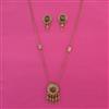 Antique Long Pendant Set With Matte Gold Plating