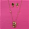 Antique Long Pendant Set With Matte Gold Plating