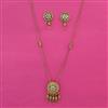 Antique Long Pendant Set With Matte Gold Plating