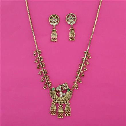 Antique Pearl Pendant Set With Matte Gold Plating