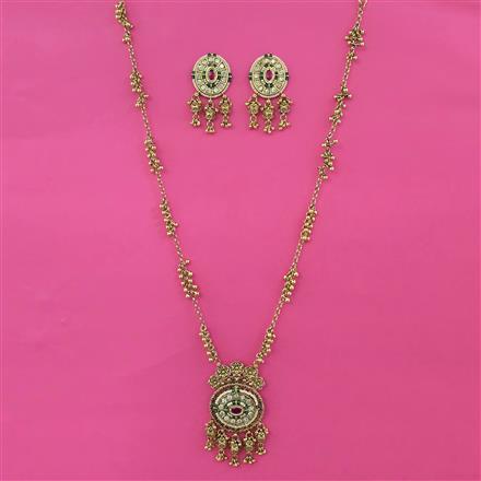 Antique Pearl Pendant Set With Matte Gold Plating