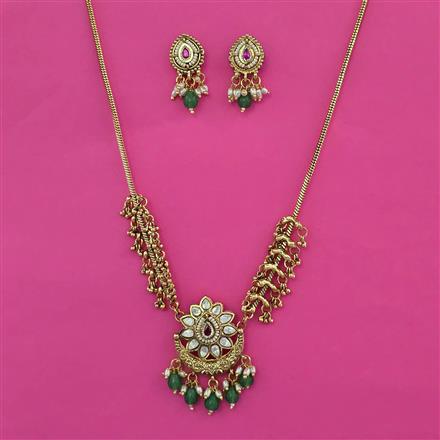 Antique Pearl Pendant Set With Matte Gold Plating
