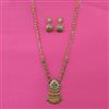 Antique Long Pendant Set With Matte Gold Plating