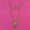 Antique Long Pendant Set With Matte Gold Plating