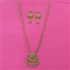 Antique Long Pendant Set With Matte Gold Plating