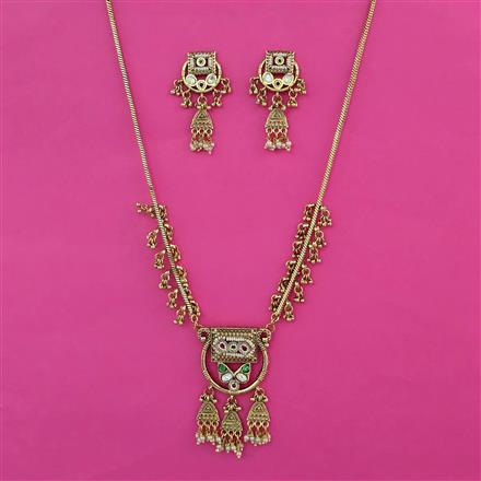 Antique Pearl Pendant Set With Matte Gold Plating
