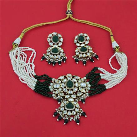 Kundan Choker Necklace with Mehndi Plating