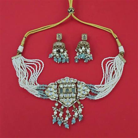 Kundan Choker Necklace With Mehndi Plating