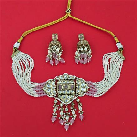 Kundan Choker Necklace With Mehndi Plating