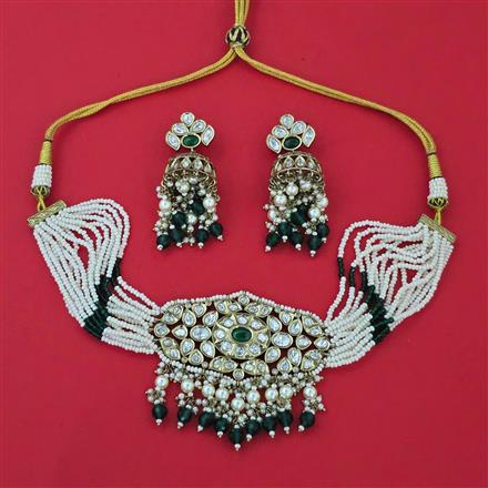 Kundan Choker Necklace With Mehndi Plating