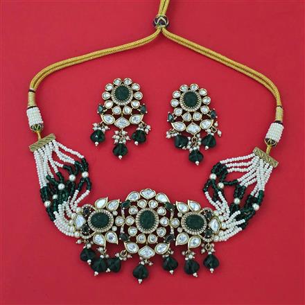 Kundan Choker Necklace With Mehndi Plating