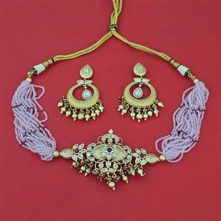 Kundan Choker Necklace with Gold Plating
