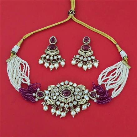 Kundan Choker Necklace With Mehndi Plating